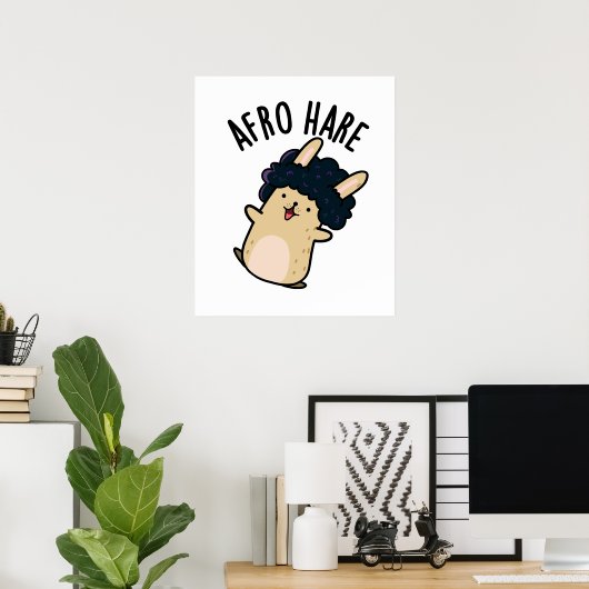 Afro haas grappige konijn met afro woordspeling poster (Thuiskantoor)