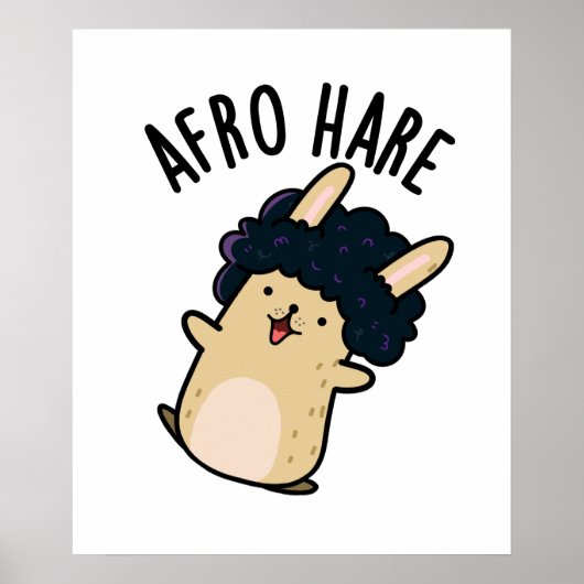 Afro haas grappige konijn met afro woordspeling poster (Voorkant)