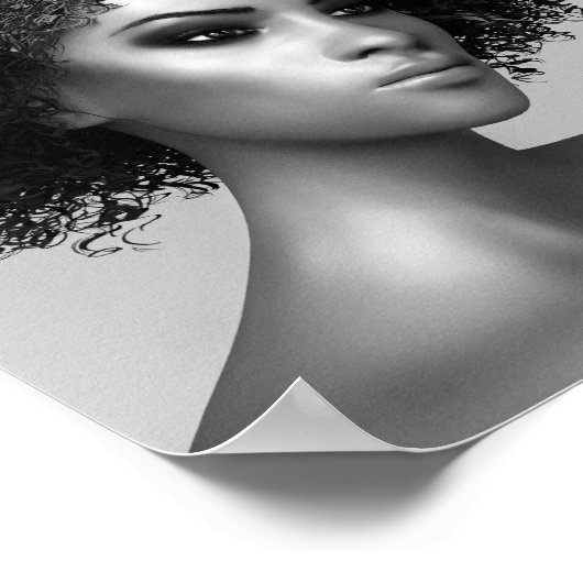 Afro Hair 3D Illustratie Poster (Hoek)