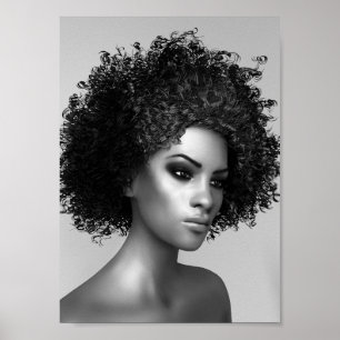 Afro Hair 3D Illustratie Poster