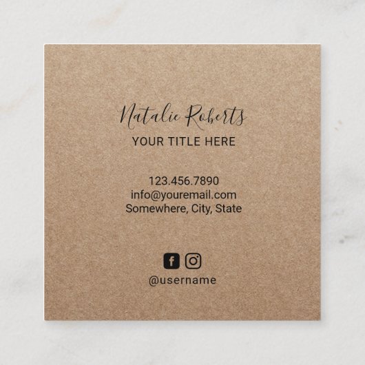 Afro Hair Beauty Girl Mode Stylist Rustic Kraft Vierkante Visitekaartje (Achterkant)