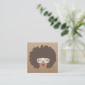 Afro Hair Beauty Girl Mode Stylist Rustic Kraft Vierkante Visitekaartje (Staand voorkant)