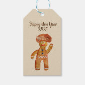 Afro Hair Gingerbread Man Custom Gift Label Cadeaulabel (Voorkant)