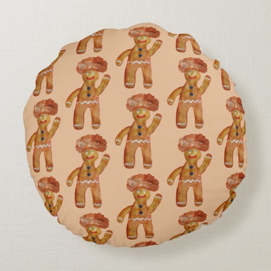 Afro Hair Gingerbread Man gooien kussen (Achterkant)