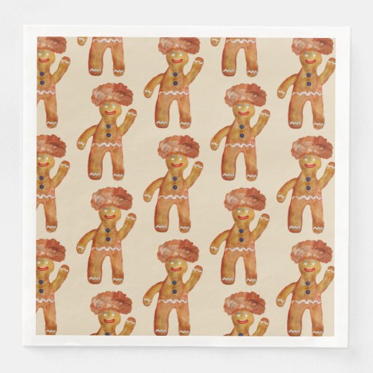 Afro Hair Gingerbread Man Mok Servetten (Voorkant)