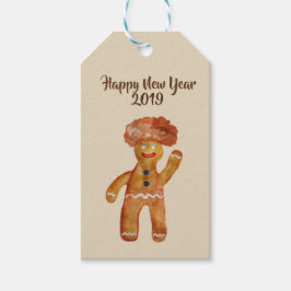 Afro Hair Gingerbread Man stom Gift Label Cadeaulabel
