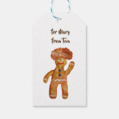 Afro Hair Gingerbread Man stom Gift Label Cadeaulabel (Achterkant)