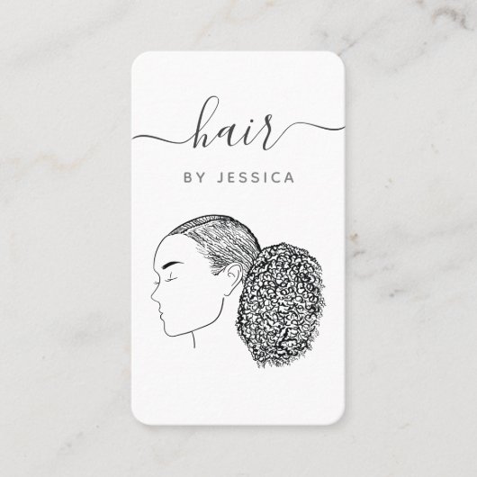 Afro Hair Girl Haarstylist Hair Salon Add Logo Visitekaartje (Voorkant)
