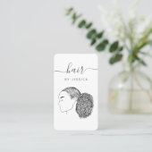 Afro Hair Girl Haarstylist Hair Salon Add Logo Visitekaartje (Staand voorkant)