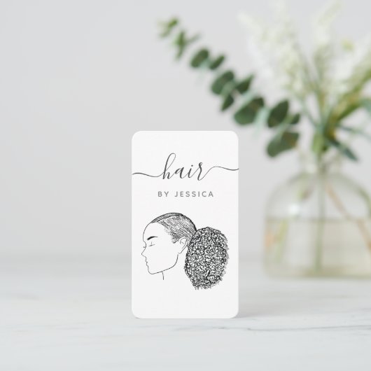 Afro Hair Girl Haarstylist Hair Salon Add Logo Visitekaartje (Staand voorkant)