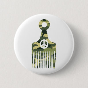 Afro Hair Peace Camo Ronde Button 5,7 Cm