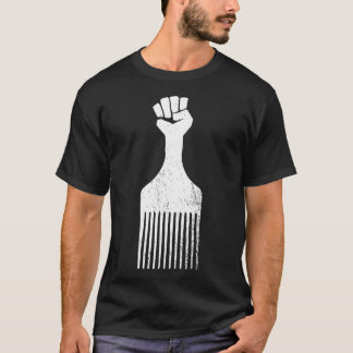 Afro Hair Pick Resist T Shirt  Distressed R