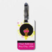 Afro Hair Pink zonnebril op Bagagelabel (Achterkant verticaal)