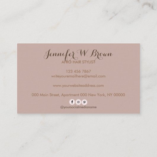 Afro Hair Styling Visitekaartje (Achterkant)