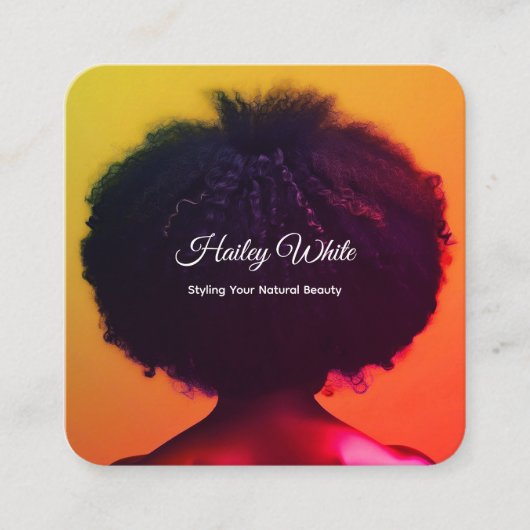 Afro Hair Vierkante Visitekaartje (Voorkant)