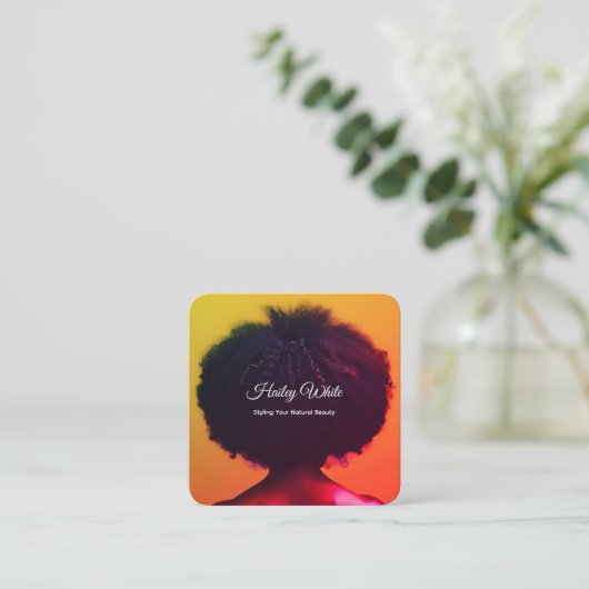 Afro Hair Vierkante Visitekaartje (Staand voorkant)