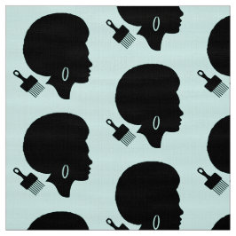 AFRO HAIR WOMAN SILHOUETTE MET AFRO PICK MOTIF STOF