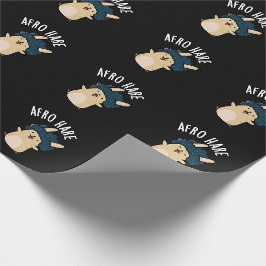 Afro Hare Funny Rabbit met Afro Pun Dark BG Cadeaupapier (Hoek)