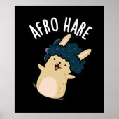 Afro Hare Funny Rabbit met Afro Pun Dark BG Poster (Voorkant)