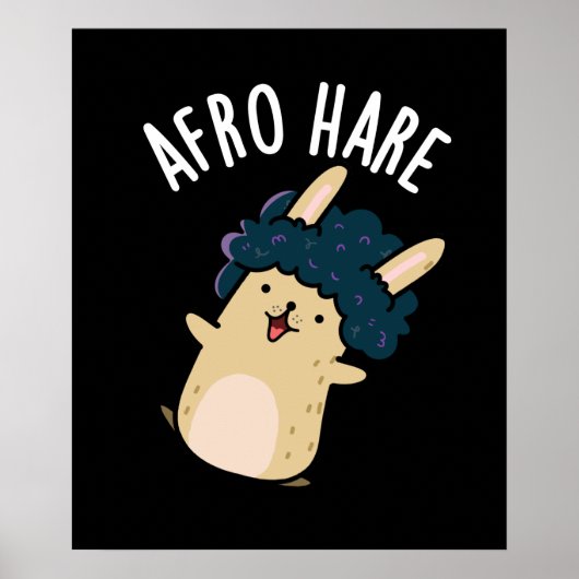 Afro Hare Funny Rabbit met Afro Pun Dark BG Poster (Voorkant)