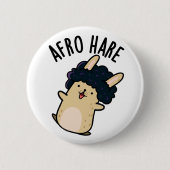 Afro Hare Funny Rabbit met Afro Pun Ronde Button 5,7 Cm (Voorkant)