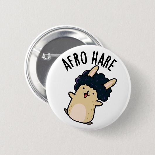 Afro Hare Funny Rabbit met Afro Pun Ronde Button 5,7 Cm (Voorkant /achterkant)
