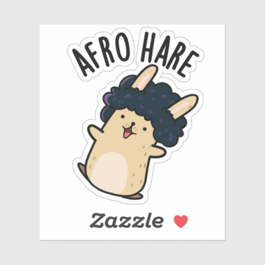 Afro Hare Funny Rabbit met Afro Pun Sticker (Vel)