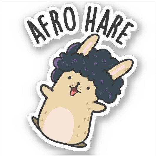 Afro Hare Funny Rabbit met Afro Pun Sticker (Voorkant)