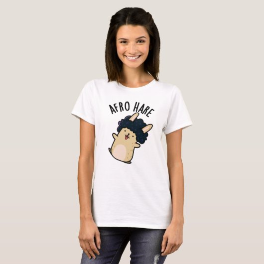 Afro Hare Funny Rabbit met Afro Pun T-shirt (Voorkant volledig)