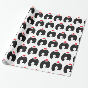 Afro Haren Kerstman Dame Cadeaupapier
