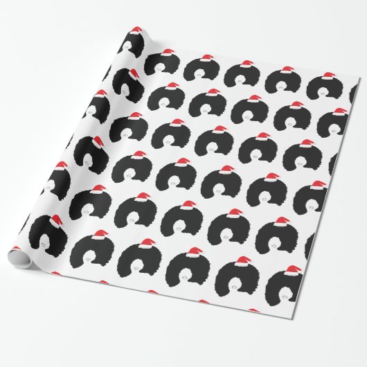 Afro Haren Kerstman Dame Cadeaupapier (Uitgerold)