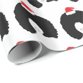Afro Haren Kerstman Dame Cadeaupapier (Rol Hoek)