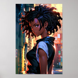 Afro Heroine Manga Poster Affiche