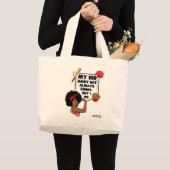 Afro Honkbal Mama MIJN KIND MISSCHIEN NIET ALTIJD  Grote Tote Bag (Voorkant (product))