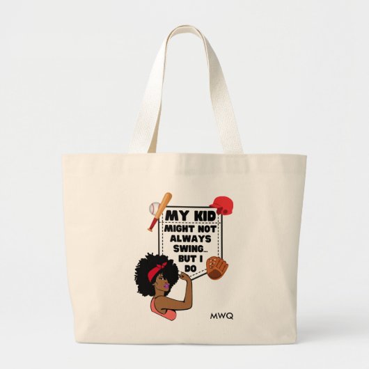 Afro Honkbal Mama MIJN KIND MISSCHIEN NIET ALTIJD  Grote Tote Bag (Voorkant)
