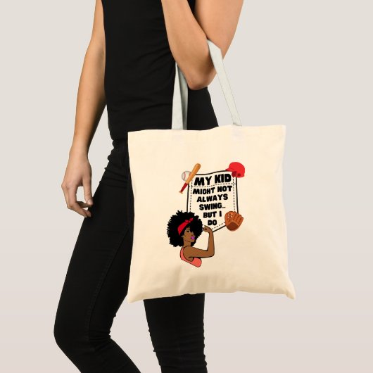 Afro Honkbal Mama MIJN KIND MISSCHIEN NIET ALTIJD  Tote Bag (Voorkant (product))