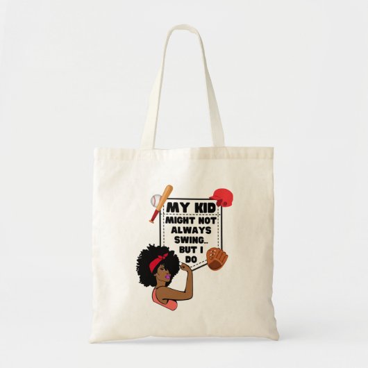 Afro Honkbal Mama MIJN KIND MISSCHIEN NIET ALTIJD  Tote Bag (Voorkant)