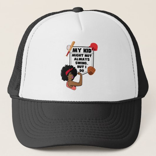 Afro Honkbal Mama MIJN KIND MISSCHIEN NIET ALTIJD  Trucker Pet (Voorkant)