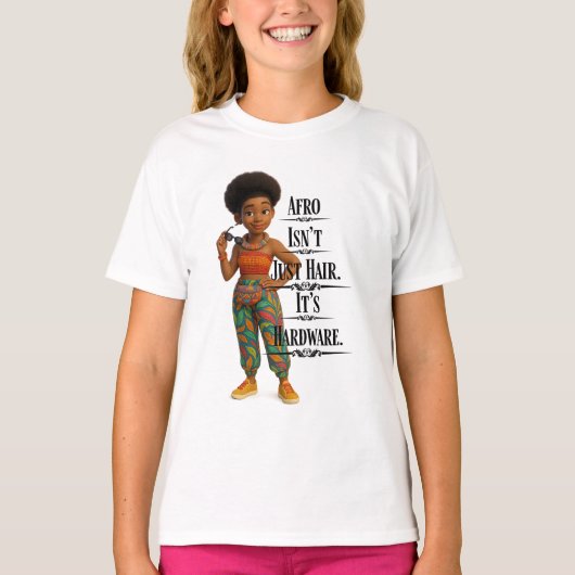Afro Isn't Just Hair It's Hardware T-shirt (Voorkant)