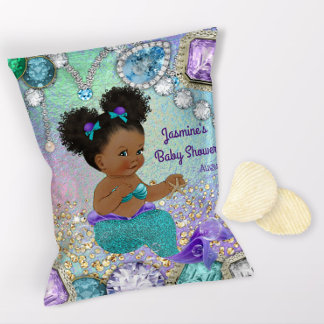 Afro Jewel Mermaid Baby shower Chip Bag Wrappers Flyer