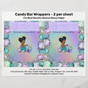 Afro Jewel Zeemeermin Babyshower Snoepbar Wrappers Flyer