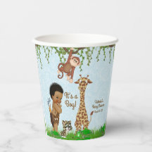 Afro Jongen Safari Baby Shower Papieren Bekers