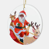 Afro-kerstman en vrienden keramisch ornament (Links)