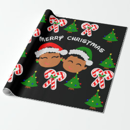 Afro kinder Black Boy and Girl tweins Cadeaupapier