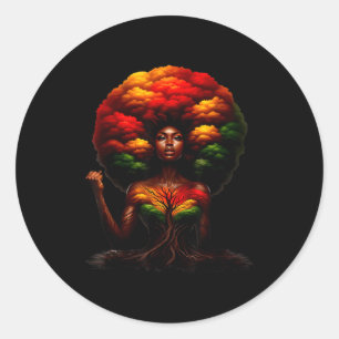 Afro Koningin Zwarte Vrouw Afrikaanse Wortels Mela Ronde Sticker