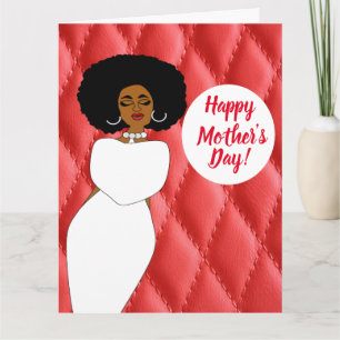 Afro Krullende Afro-Amerikaanse Dame Moederdag Kaart