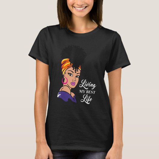 Afro Lady Vrouw Zwart T-shirt (Voorkant)