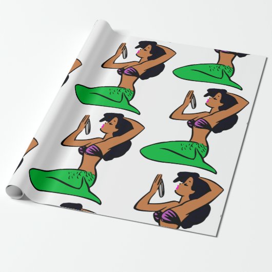 afro latina mermaid cadeaupapier (Uitgerold)
