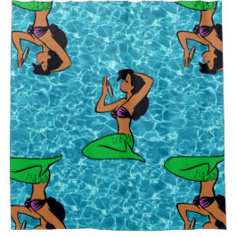afro latina mermaid sea zee douchegordijn