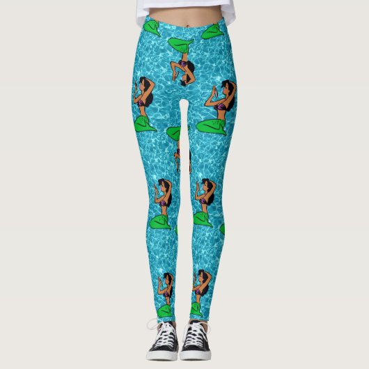 afro latina mermaid sea zee leggings (Voorkant)